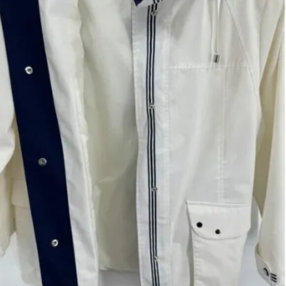 MACKINTOSH White Navy Blue Rain Jacket Coat with Removeable Hood Size S - Picture 3 of 7